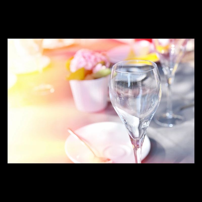 Sunlit Glassware on wedding table