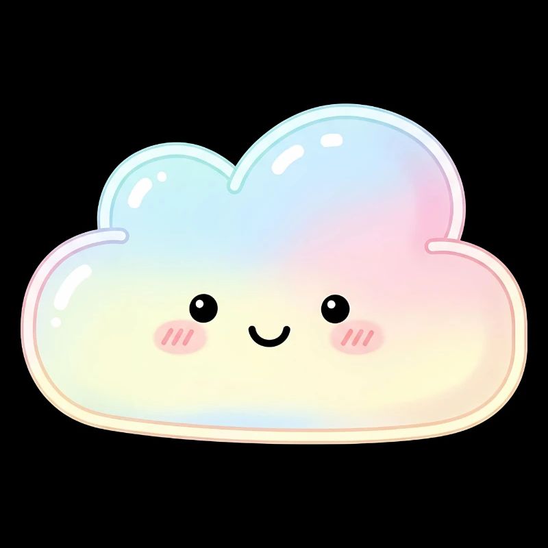 Pastel Cloud with Cute Face Sleep Cloud
