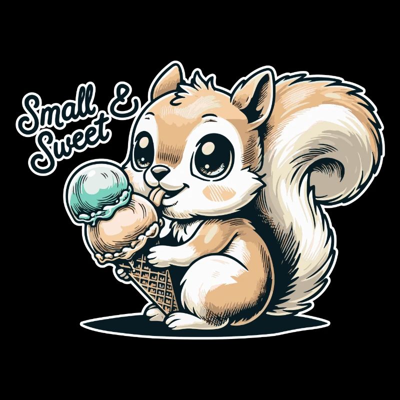 Écureuil de dessin animé mignon avec de la crème glacée