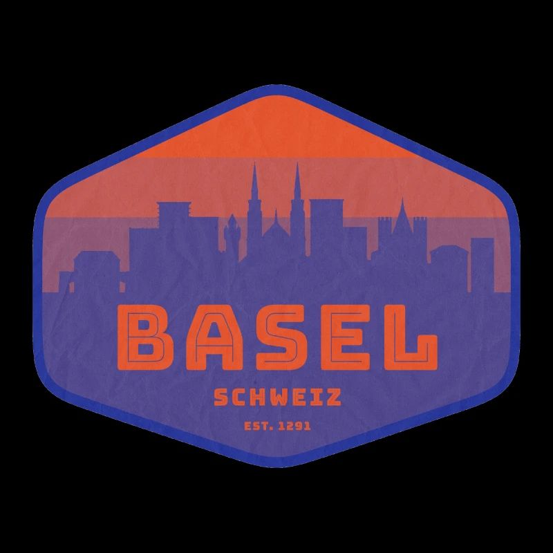 Basel Skyline Retro Abzeichen