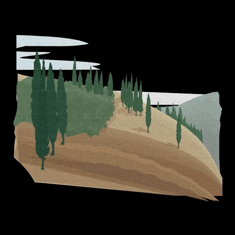 Pine forest hilly landscape with structure (modific.)