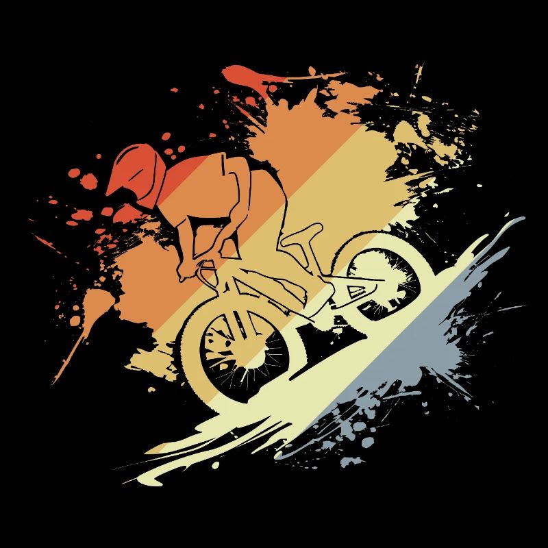 Mountain Biking Sketch Retro