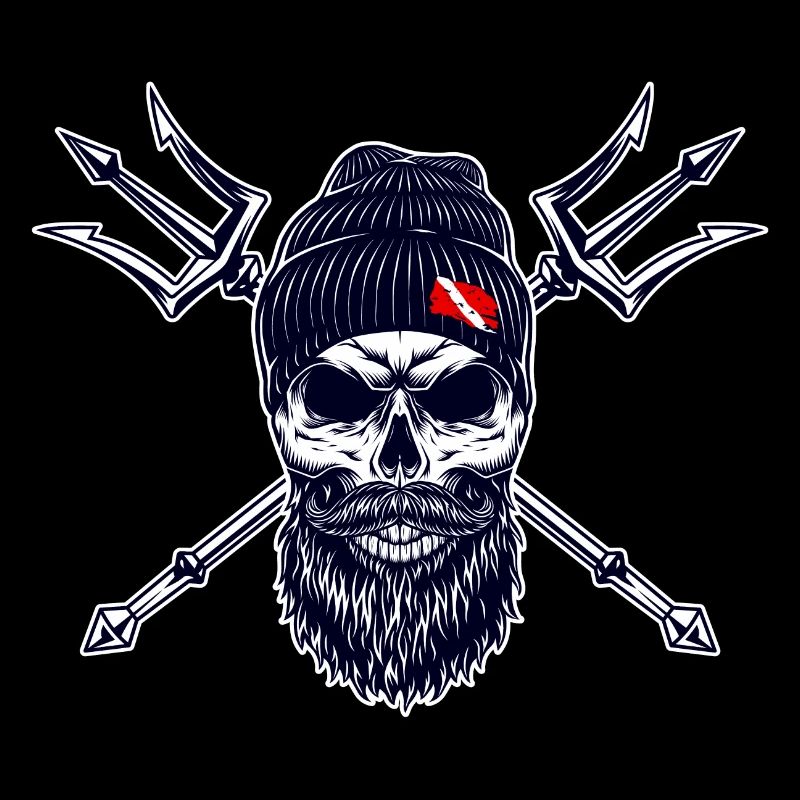 Plongeur Barbu Trident Drapeau Plongée sur Bonnet