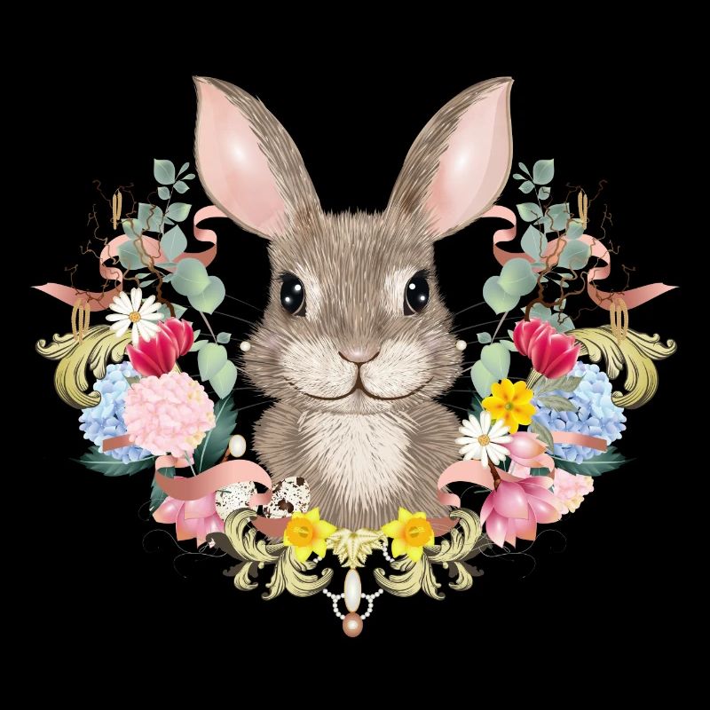 Spring wreath with rabbit as Easter bunny