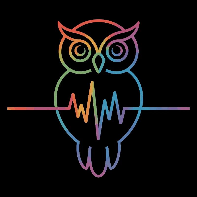 Regenbogen Eule Herzschlag Design