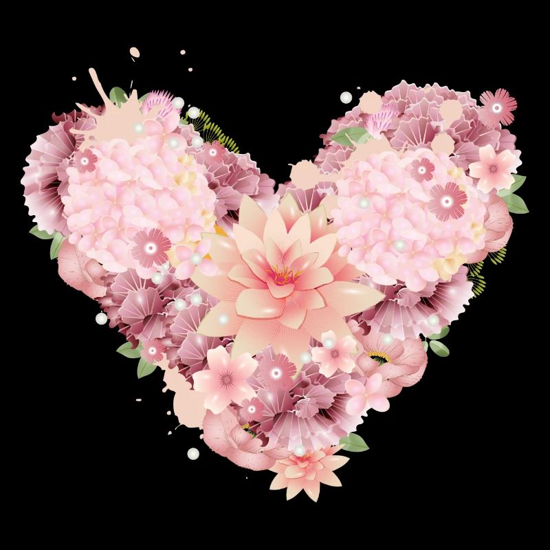 belle composition de coeur de fleurs roses