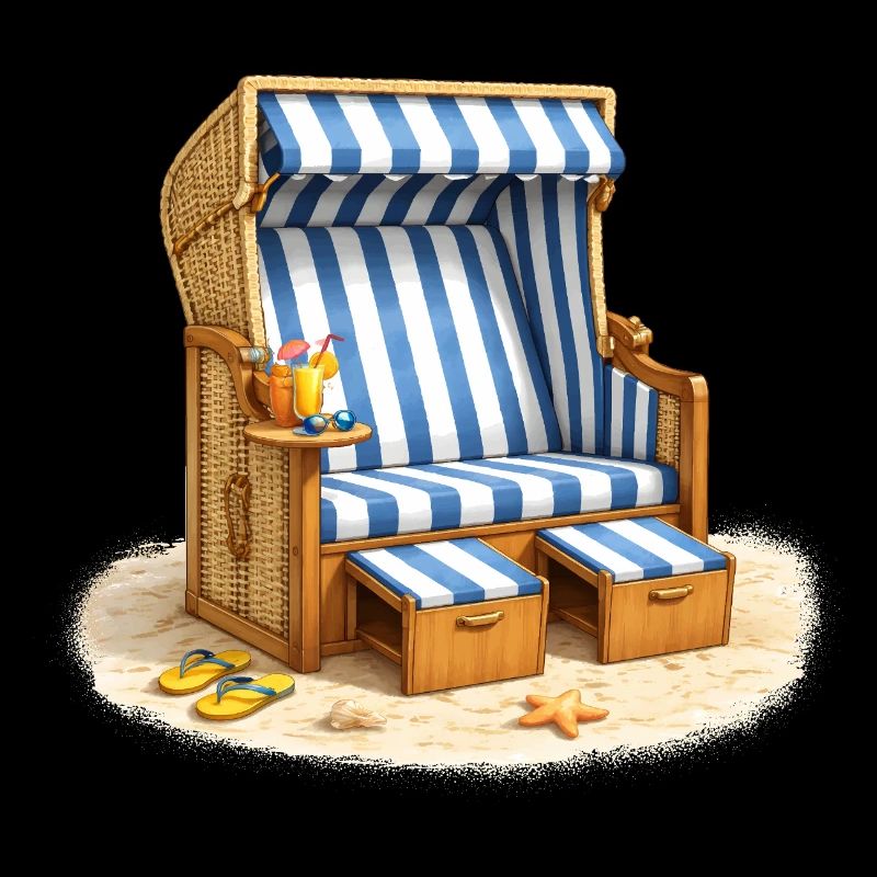 Chaise longue de plage dans le sable avec une boisson d’été