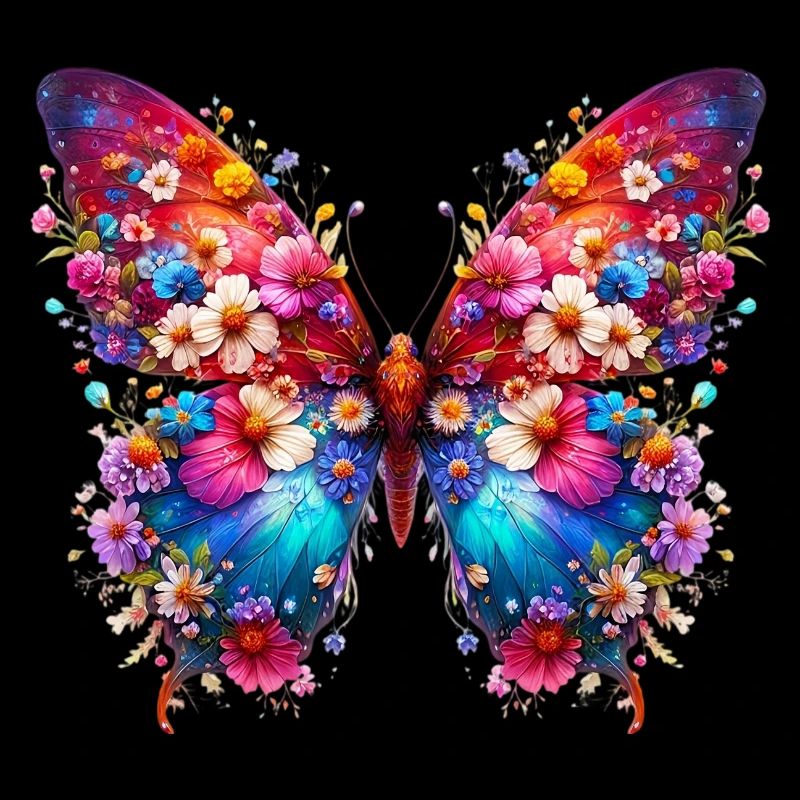 Papillon décoré de fleurs