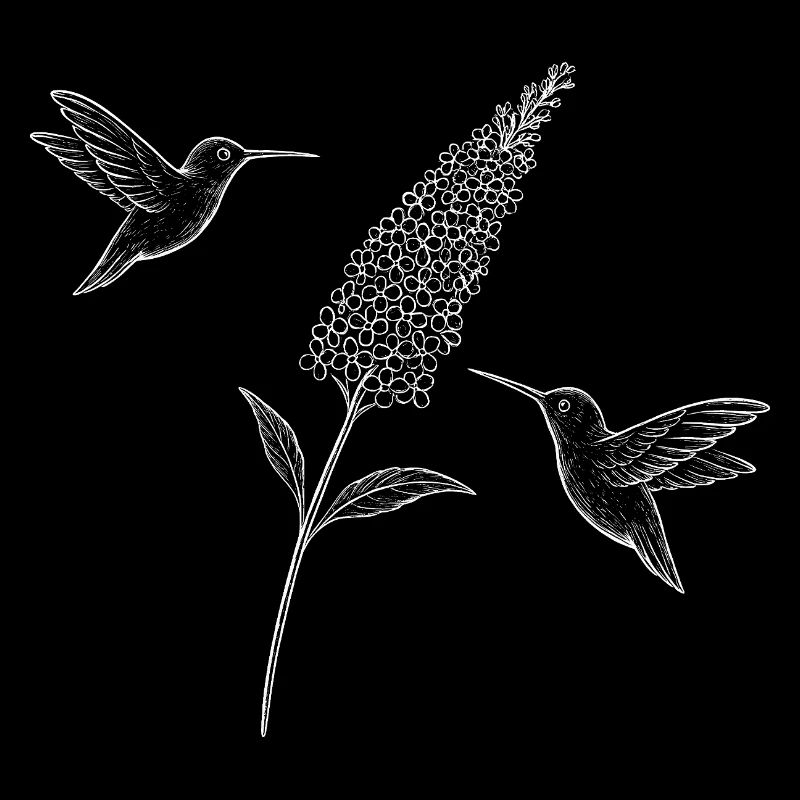 Colibris avec fleur Boho Cottagecore