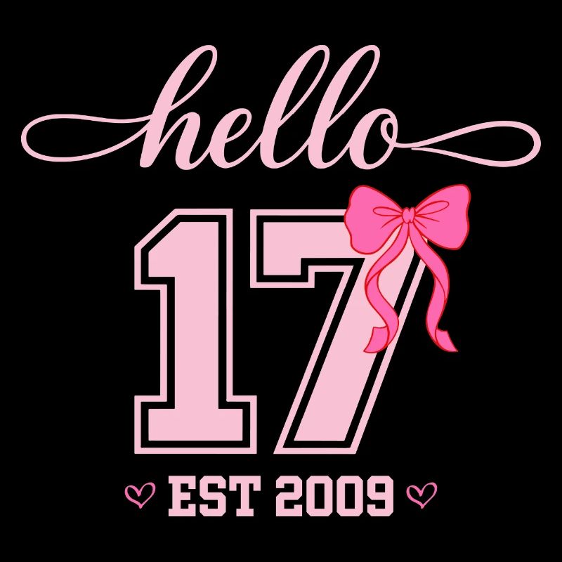 Hello 17 Est 2009 Mädchen Geburtstag Design