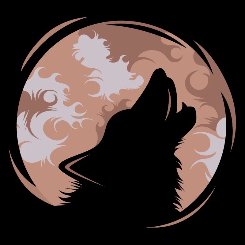 Wolf illustration icon logo moon evening icon