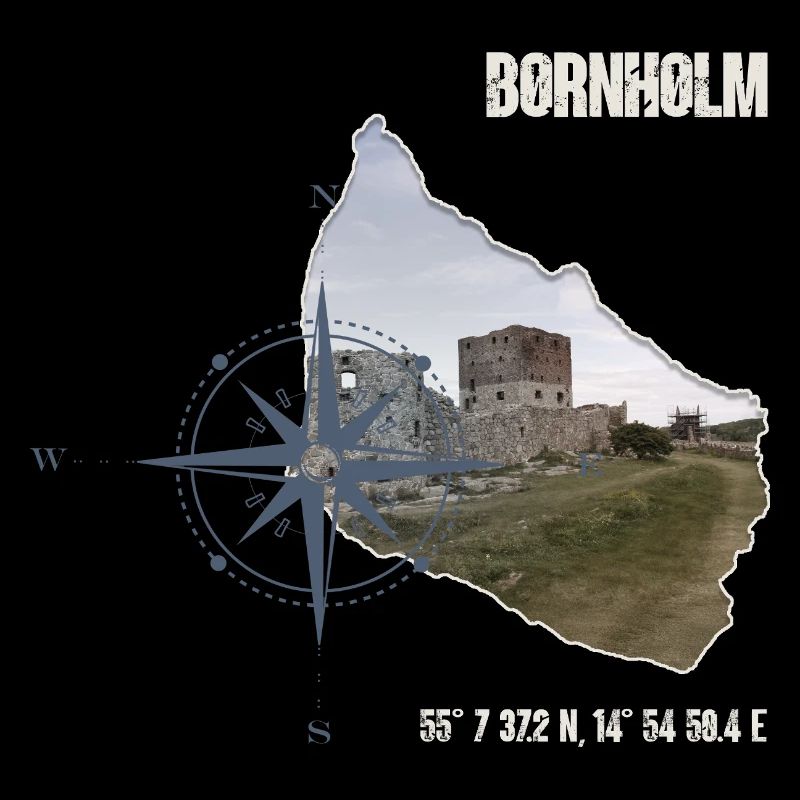 Bornholm Compass Hammershus Coordinates