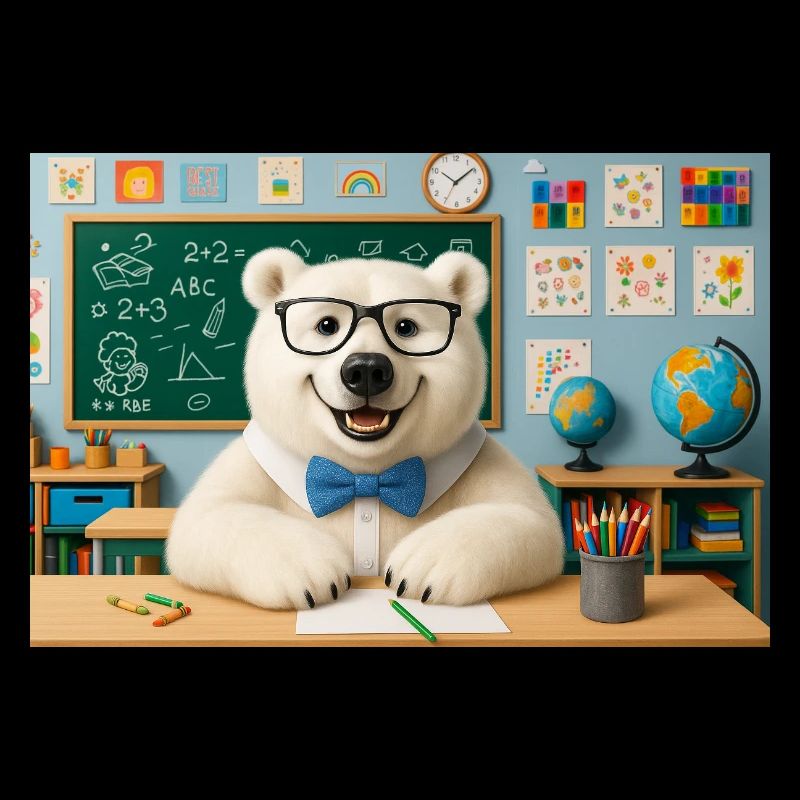ours mignon scientifique à lunettes