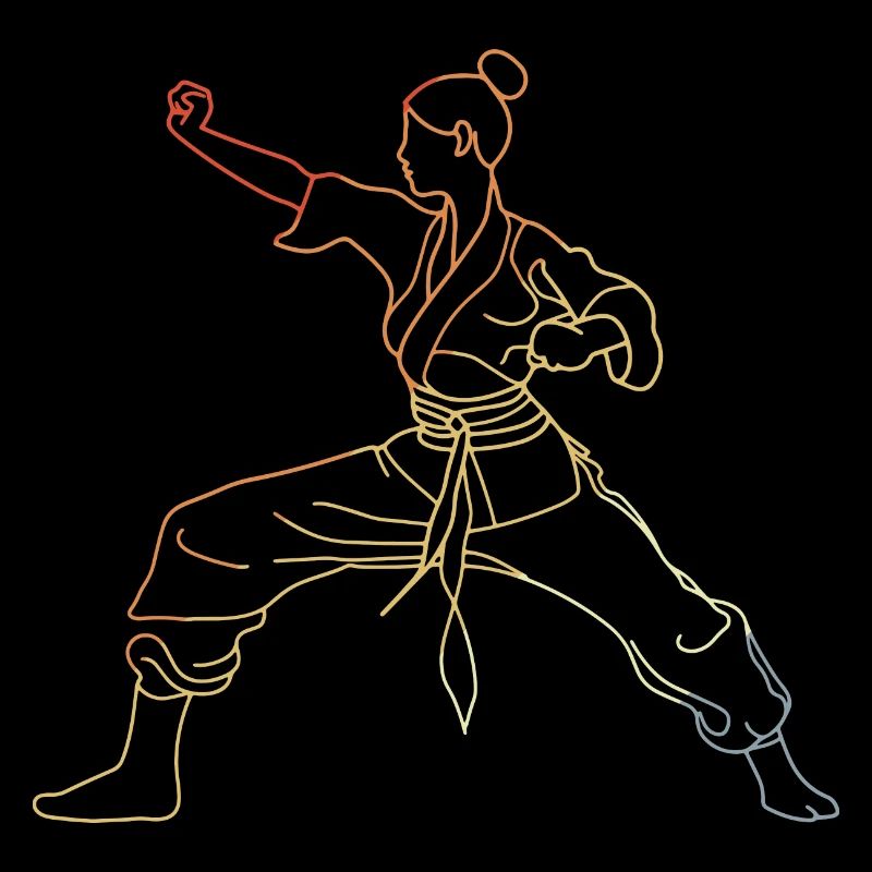 Karate Mädchen Skizze Retro Style