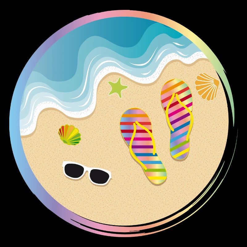 Flip-Flops im Regenbogen-Design am Sandstrand