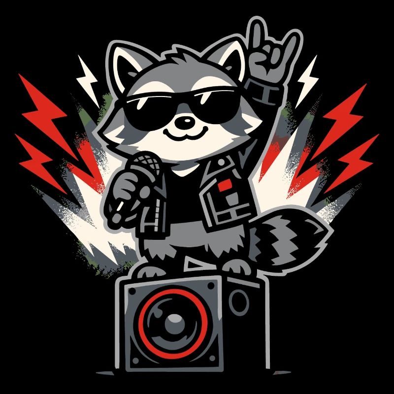 Retro Waschbär Rock Musik Geschenk