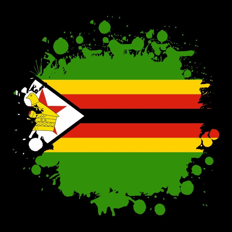 Simbabwe Flaggen Klecks