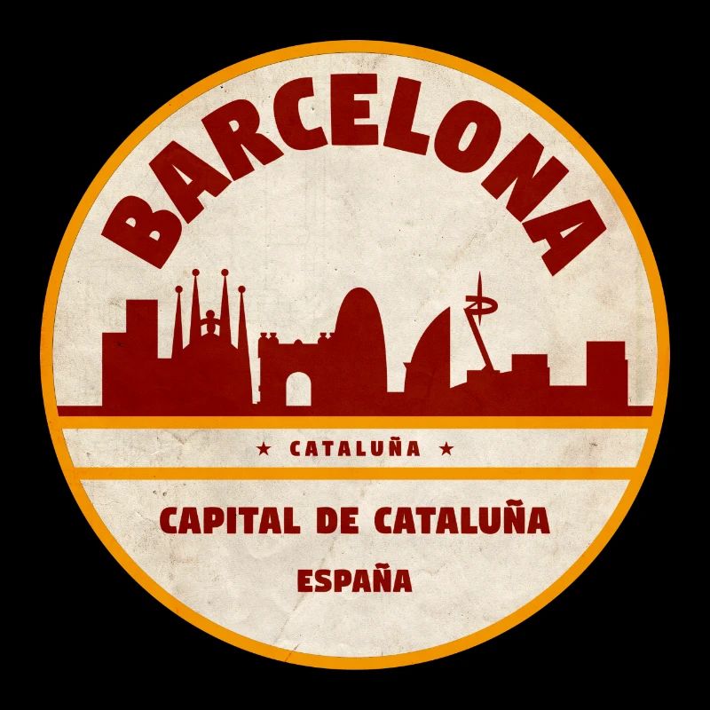 Emblème vintage de la Skyline de Barcelone