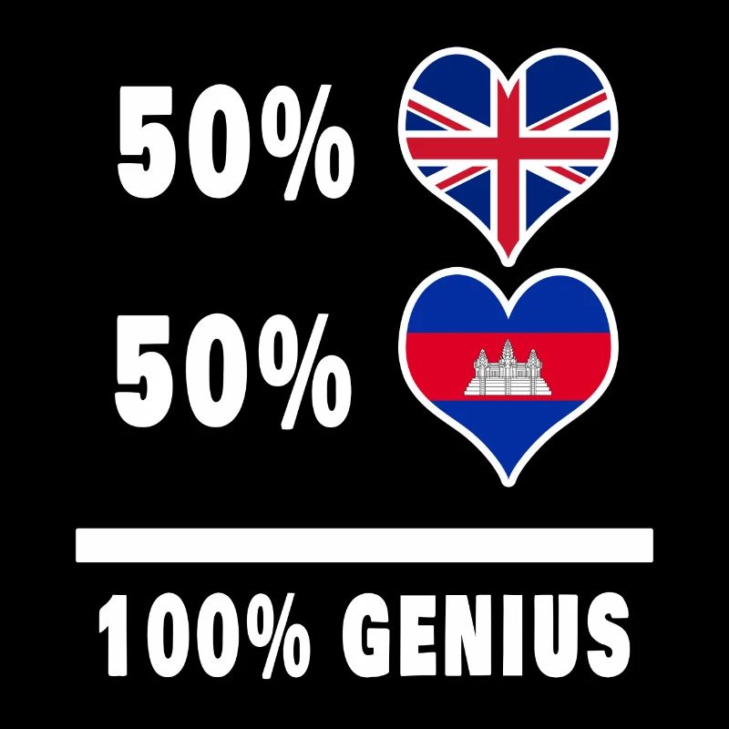 Cambodia and Great Britain 100% Genius Flag