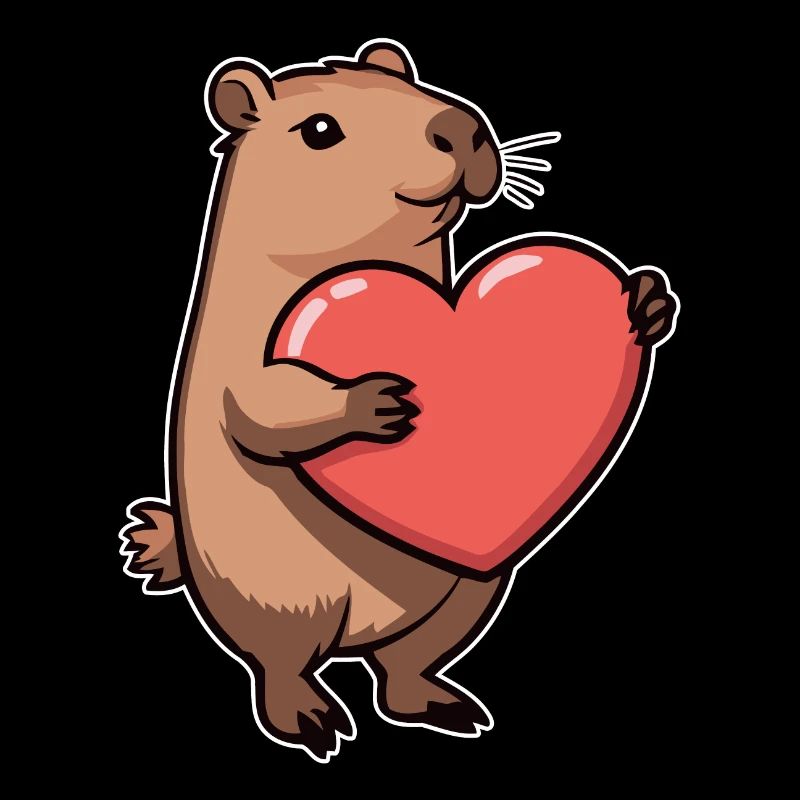 Capybara avec coeur Saint-Valentin