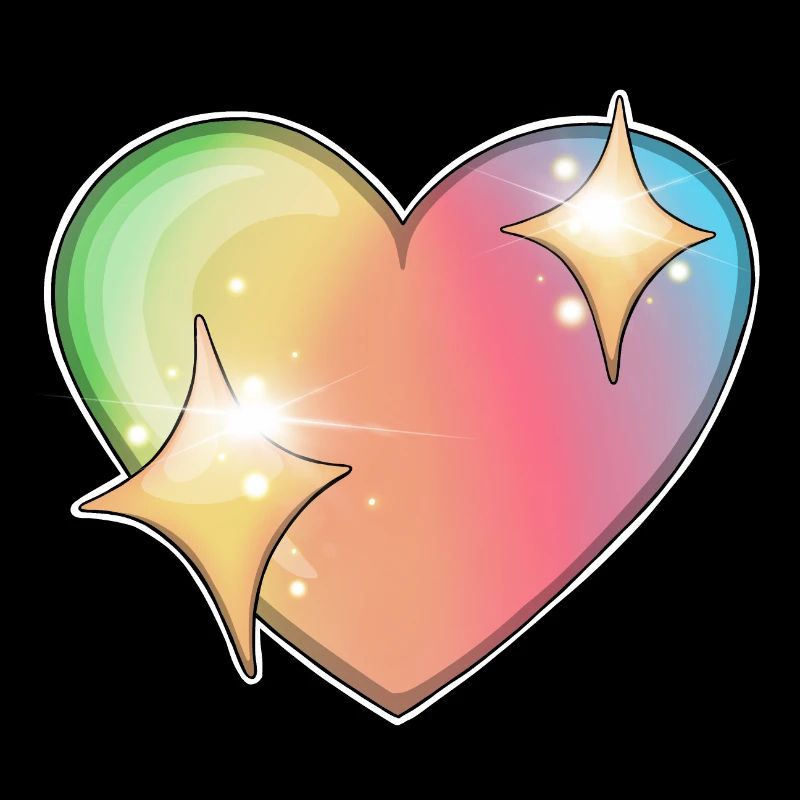 Rainbow Heart with Star Sparkles