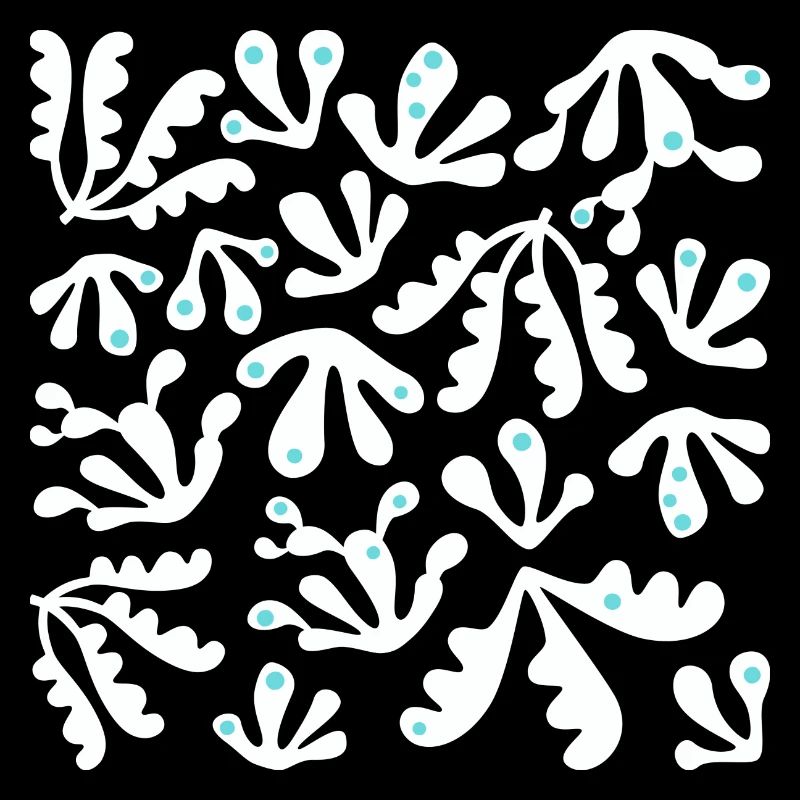 Abstrait Corail L Blanc Bleu Pois