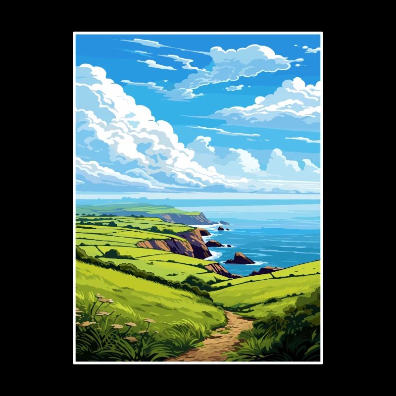 South Devon Aonb Voyage Affiche Peinture Souvenir WPA