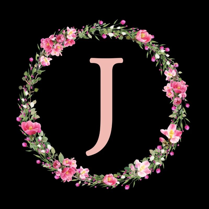 J Monogram, Flower Wreath, Personalizable