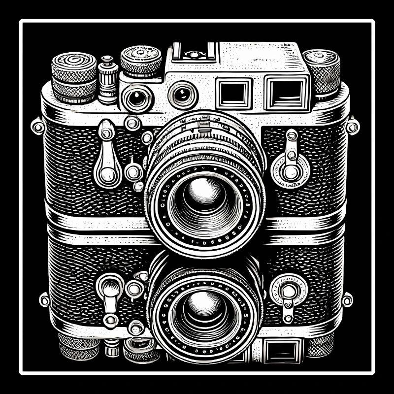 Vintage Camera Engraving Style