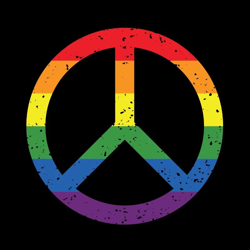 Rainbow Peace Symbol Pride Flag LGBTQ+ Grunge
