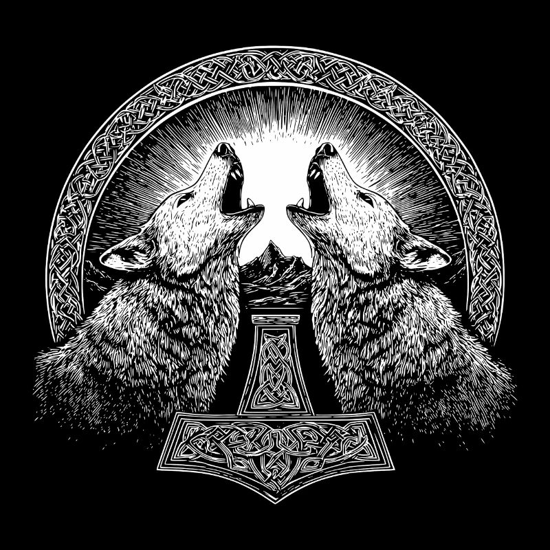 Nordisch Wolf Thor Hammer Wikinger
