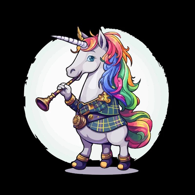 Buntes Einhorn mit Trompete