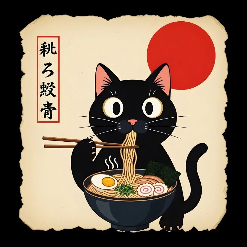 Soupe de chat avec soleil rouge