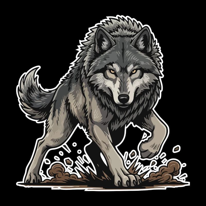 Wild Gray Wolf Walking Mascot Wolf Alpha