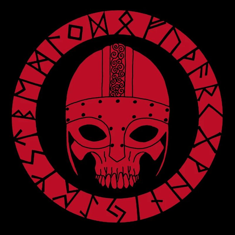 Rotes Wikinger-Todeskopf