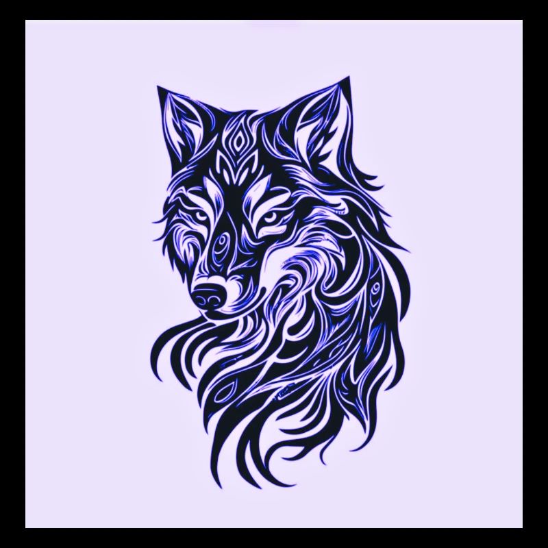 Wolfs Linienkunst in Blau