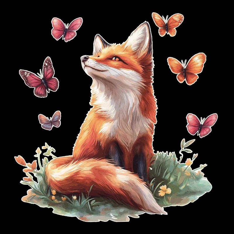 Fox with butterflies