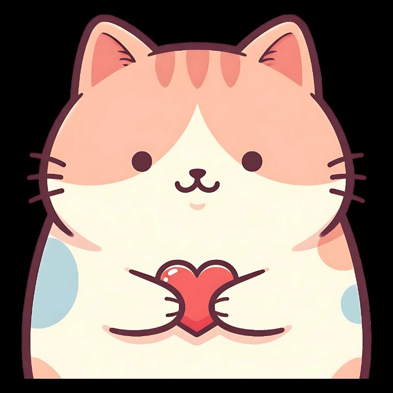 Cuddly Kitten Heart Cartoon Cat