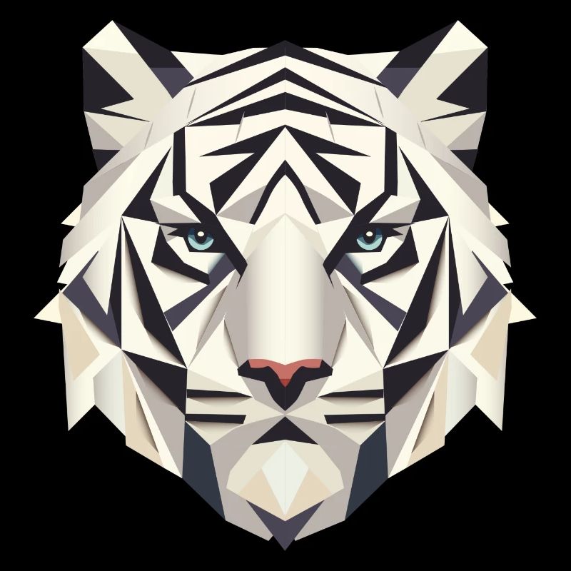 Geometric White Tiger – Strength and Elegants