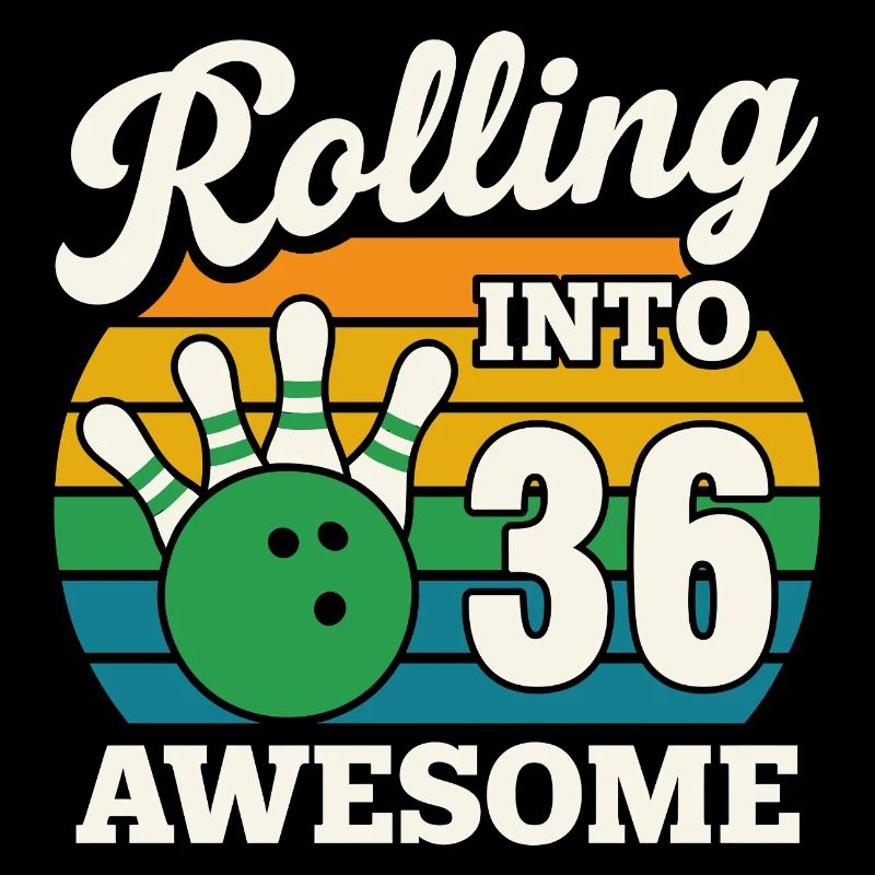 Retro Bowling 36th Birthday Graphic