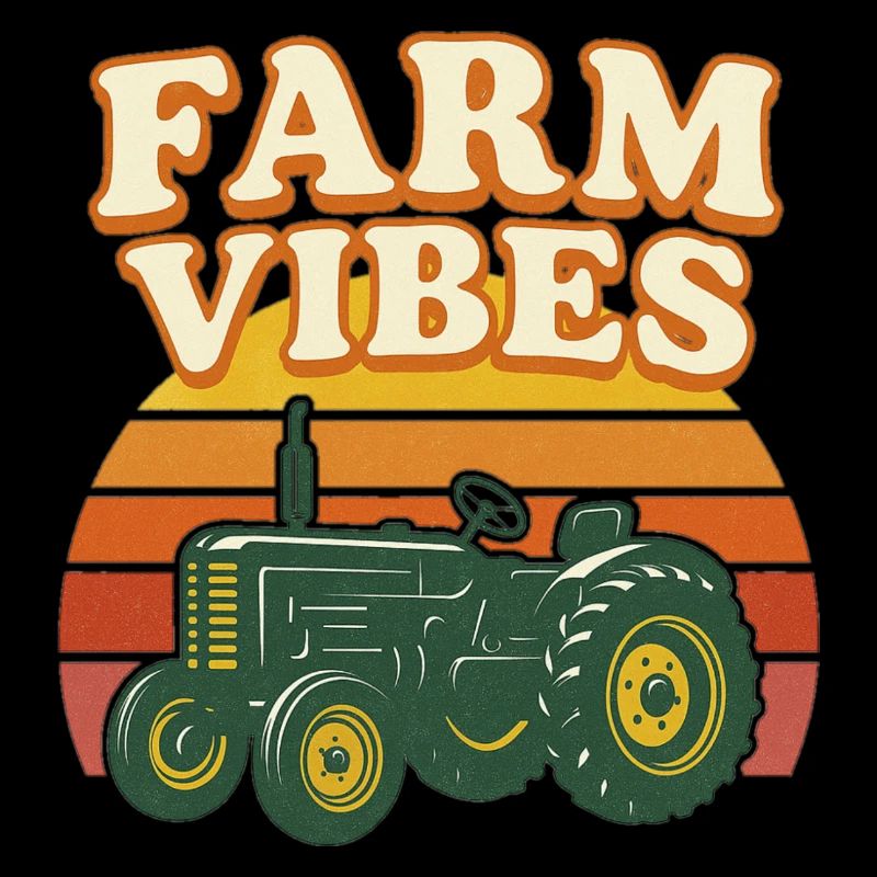 Farm Vibes Tractor Retro Sunset