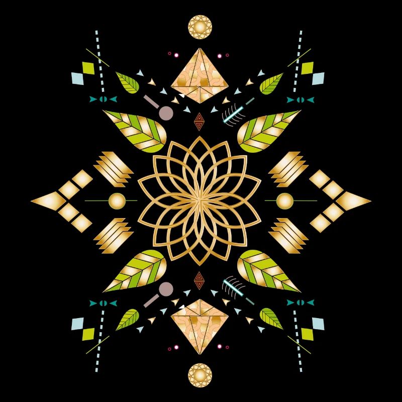 or fleurs symbole avec des éléments colorés