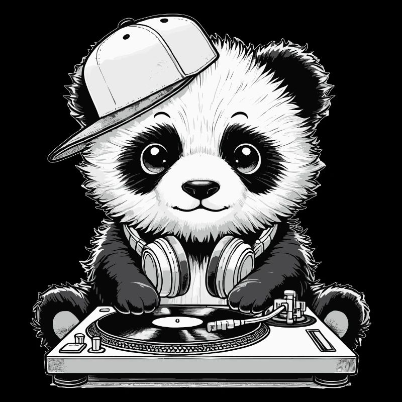cooles Panda-Motiv als DJ mit Kopfhörer