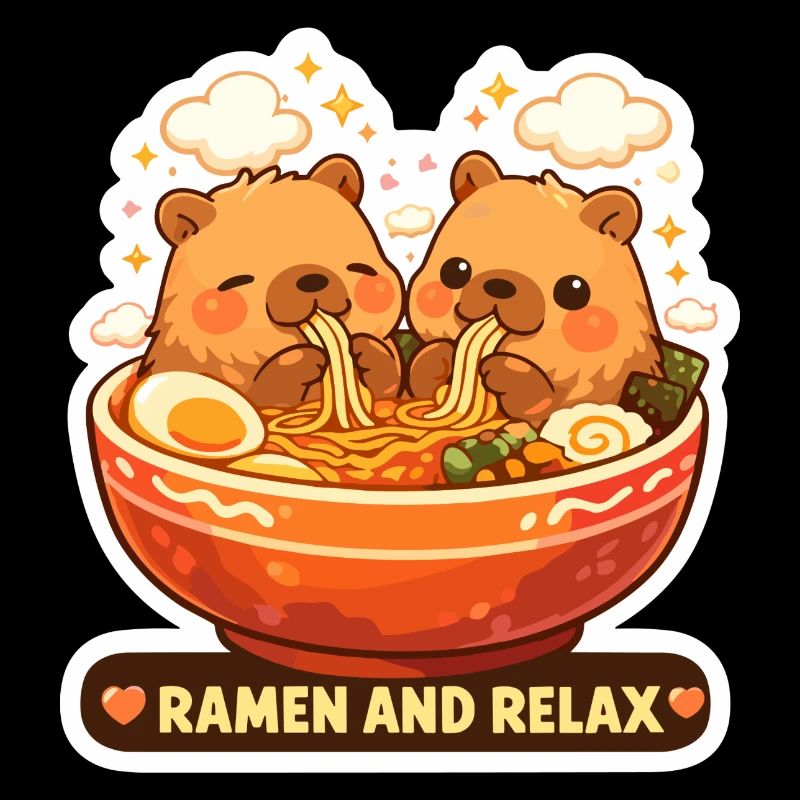 Capybara Ramen & Relax Sticker