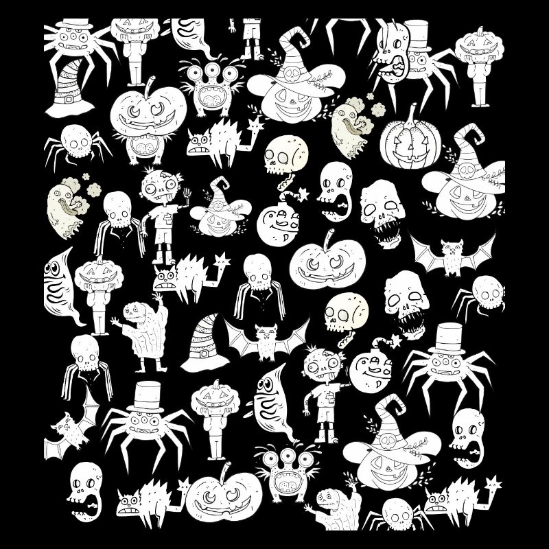 Dessins effrayants d’Halloween en noir et blanc