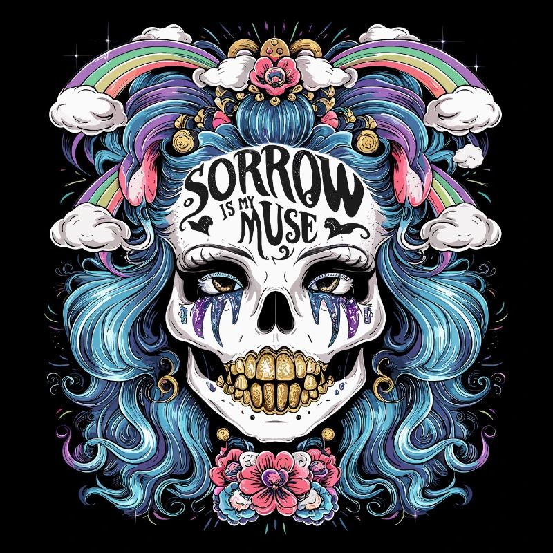 Colorful skeleton with sarcastic saying