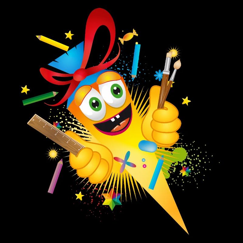 Cône d’école de bande dessinée drôle pour l’inscription à l’école