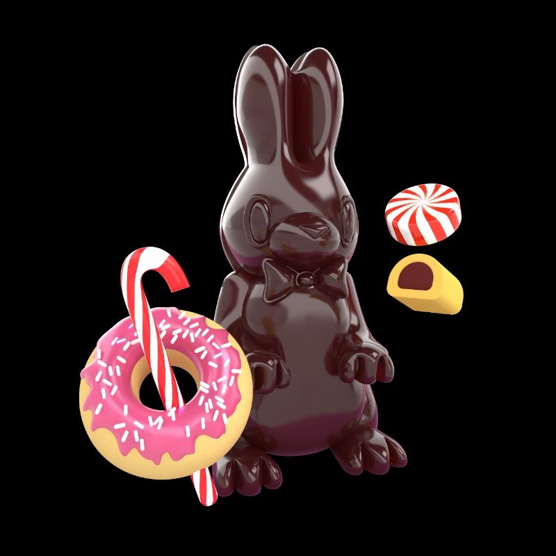 3D Chocolate Bunny with Candy – Cute Candy Art