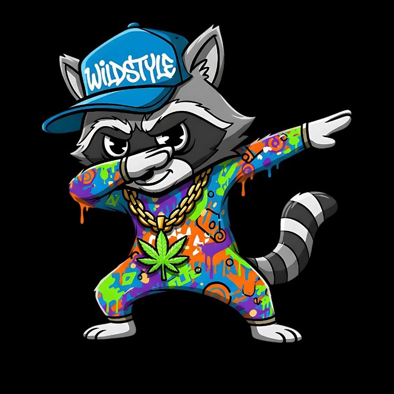 Wildstyle Dabbing Waschbär  Buntes Graffiti Design