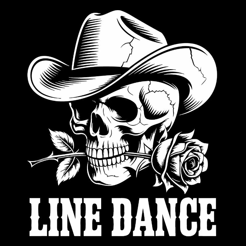 Skull with Cowboy Hat and Rose - Line Dance